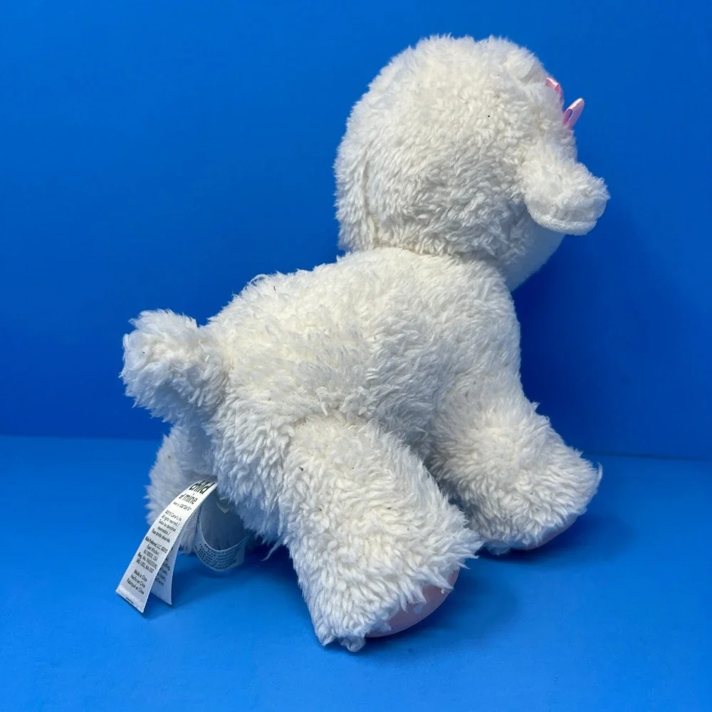 Carters Plush Lamb Small White Pink Bow Polka Dot Feet‎ Heart Patch Nursery Toy